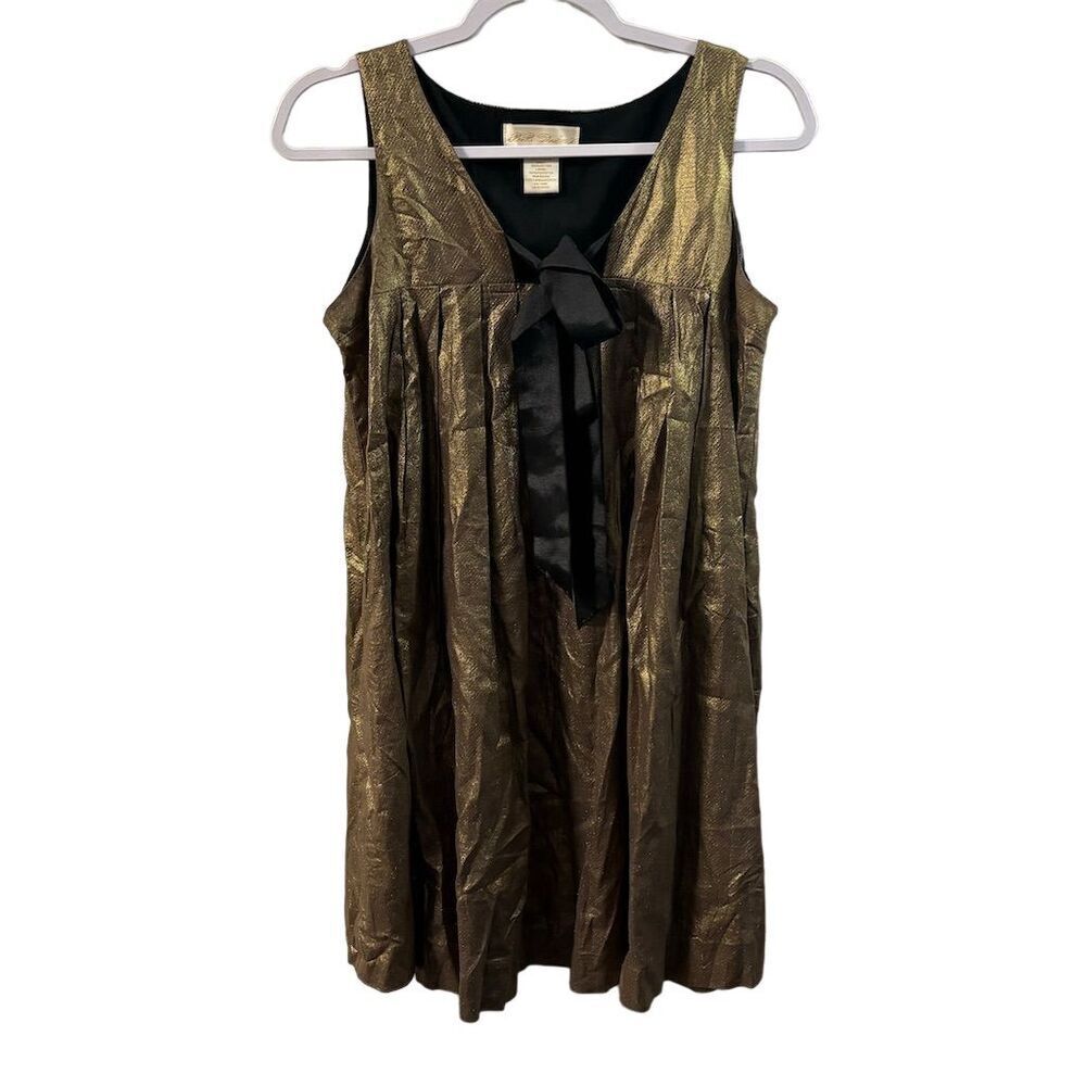 BB Dakota Gold Metallic Babydoll Dress Size M